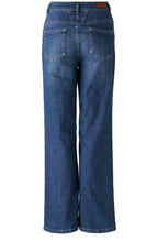 Dark Blue Denim Straight Wide Leg Jeans