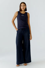 Dark Blue Embroidery and Sequin Motif Vest Top