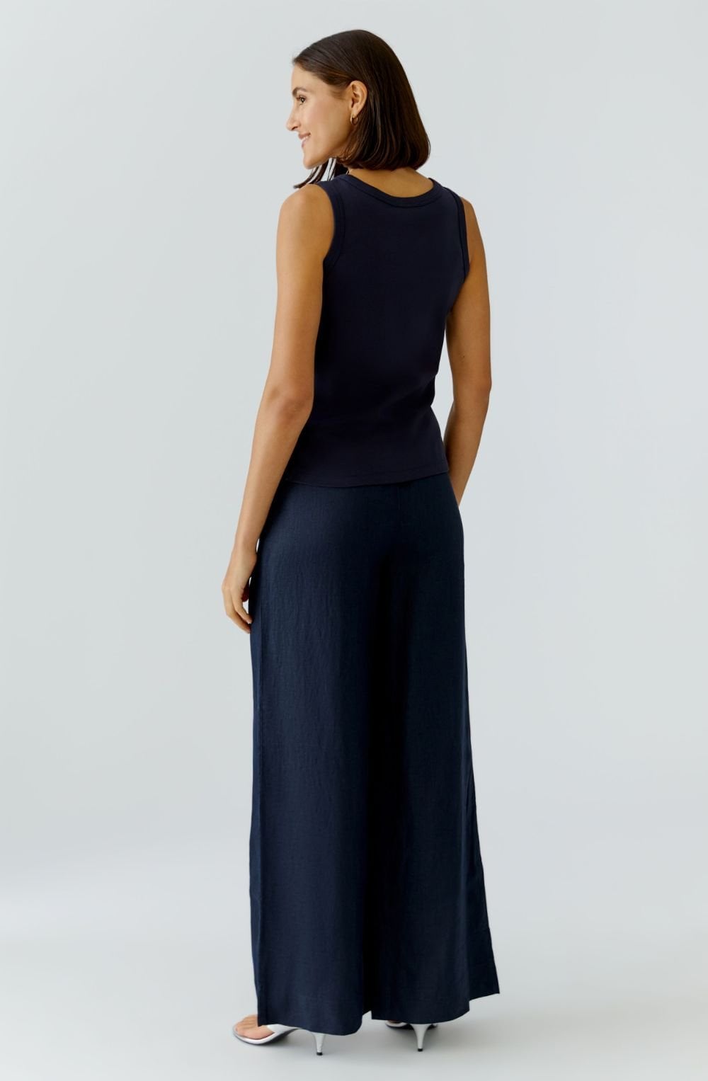 Dark Blue Embroidery and Sequin Motif Vest Top