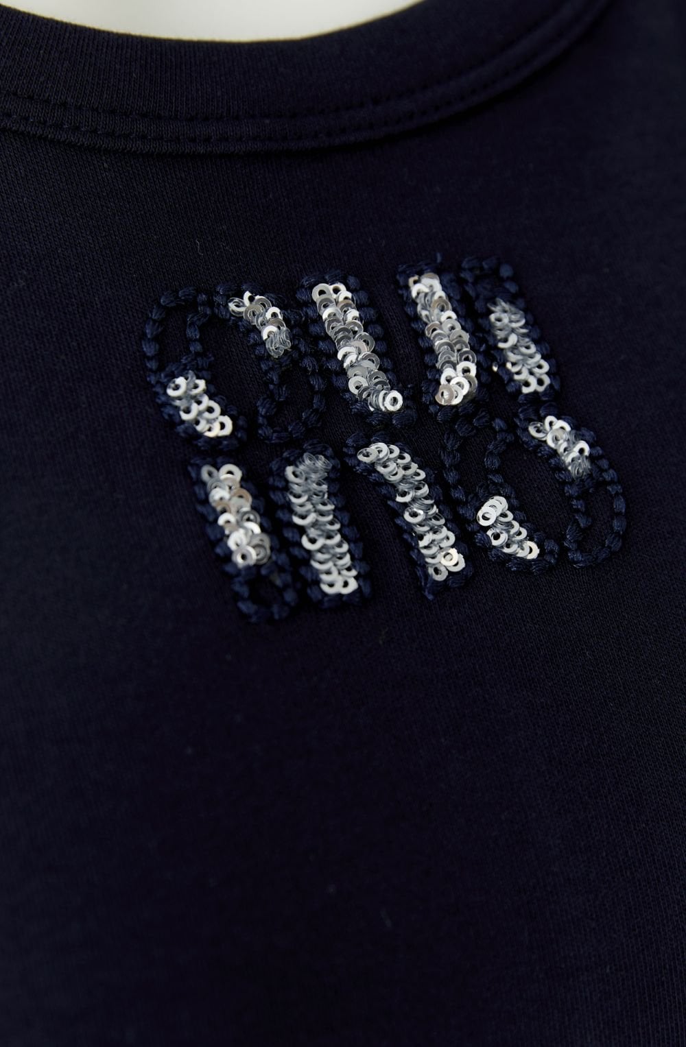 Dark Blue Embroidery and Sequin Motif Vest Top