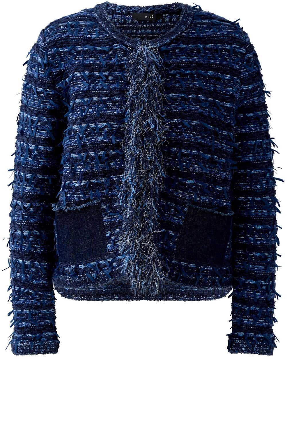 Dark Blue French Style Fringed Cardigan