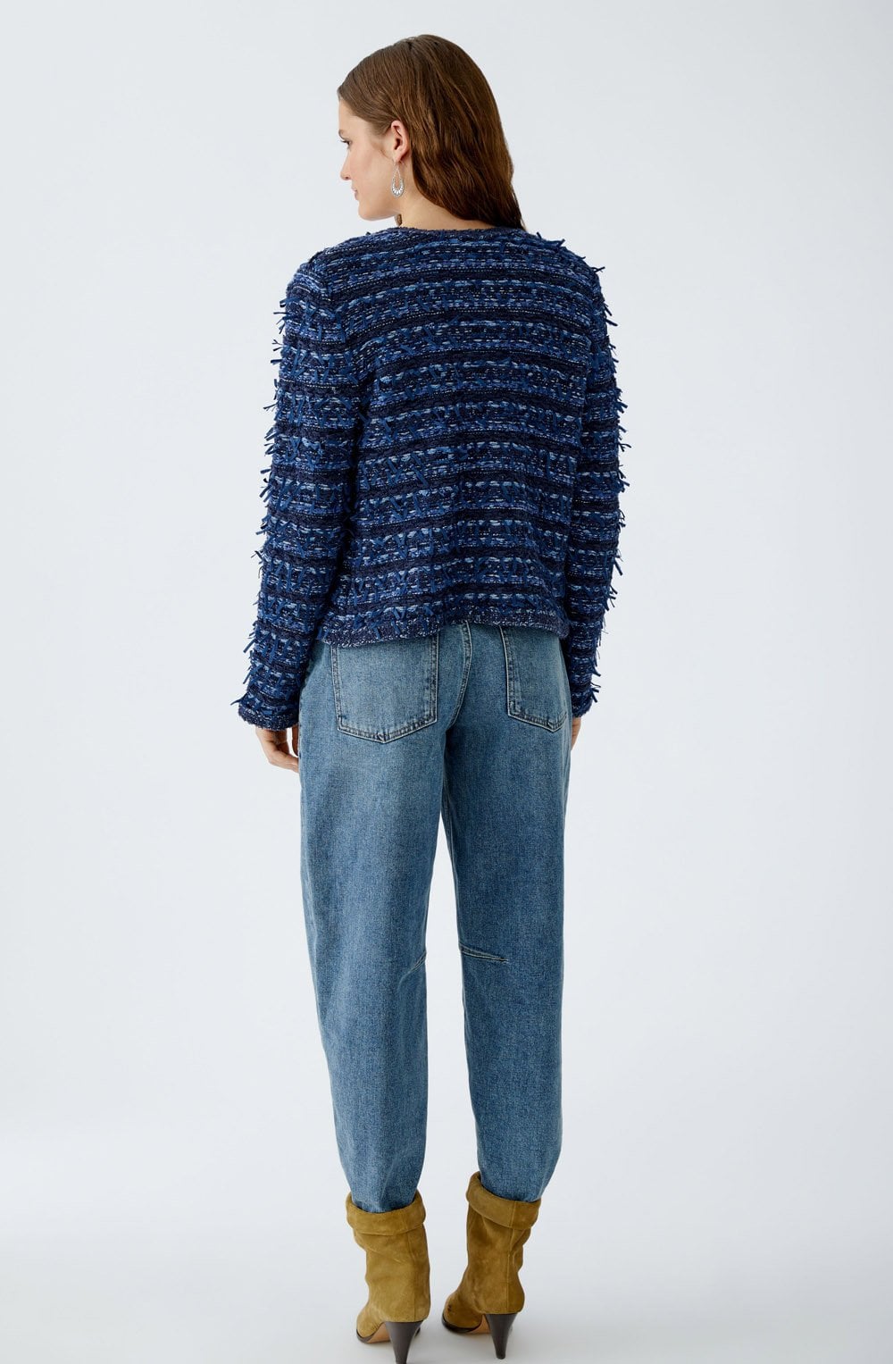 Dark Blue French Style Fringed Cardigan