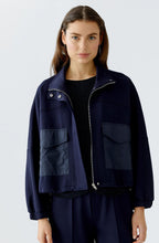 Dark Blue High Neck Scuba Jacket