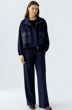 Dark Blue High Neck Scuba Jacket