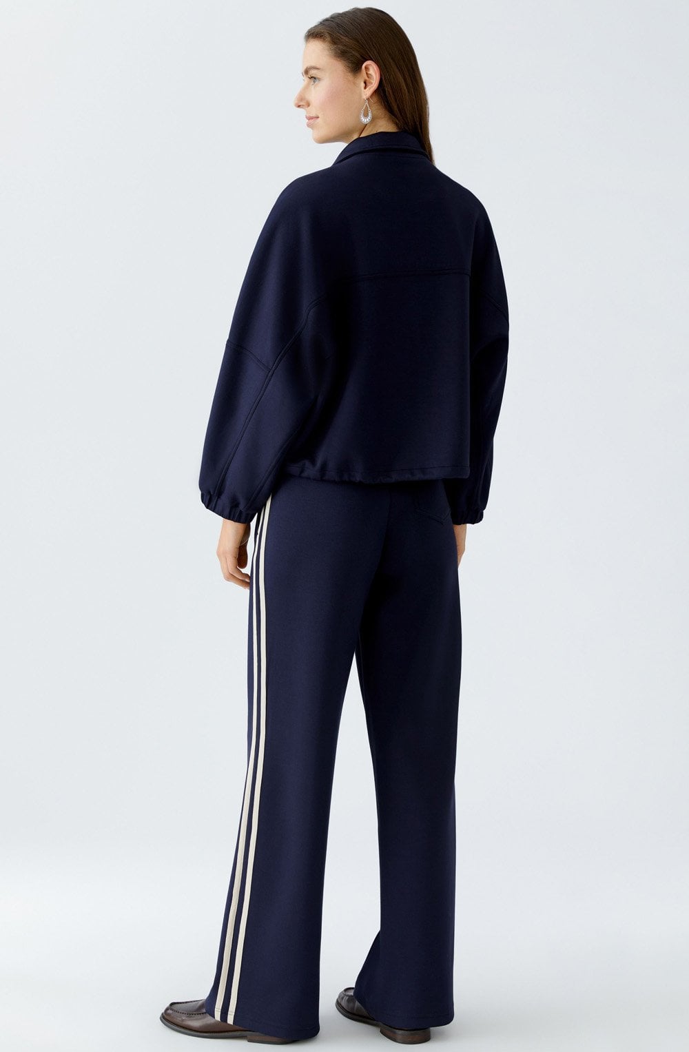 Dark Blue High Neck Scuba Jacket