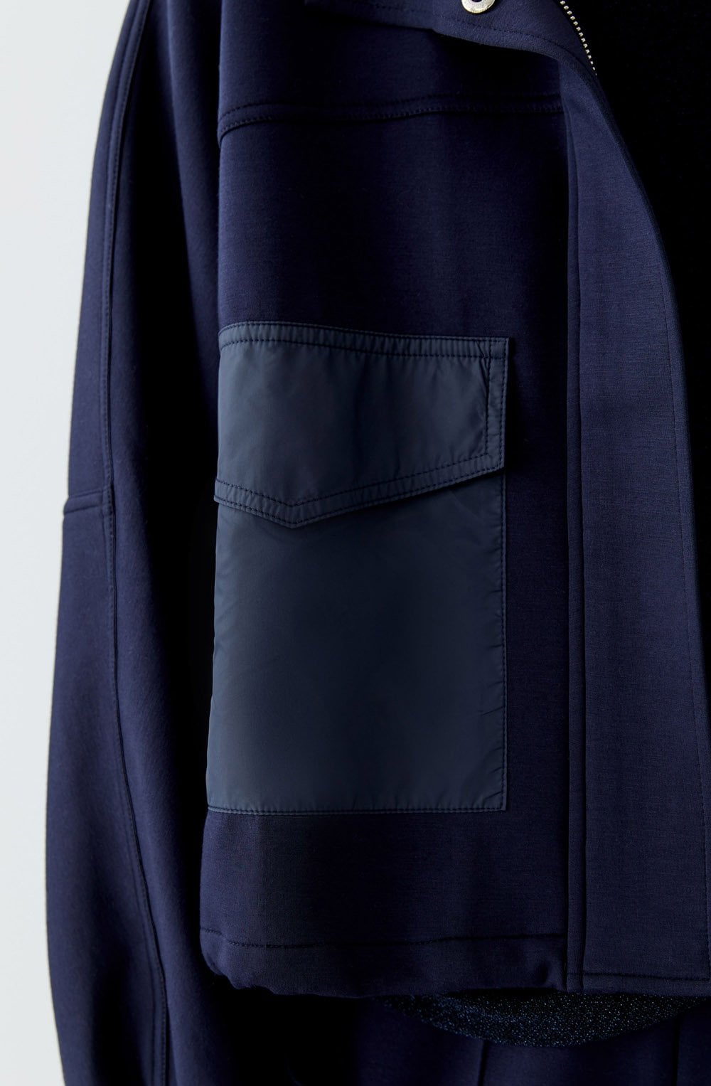 Dark Blue High Neck Scuba Jacket