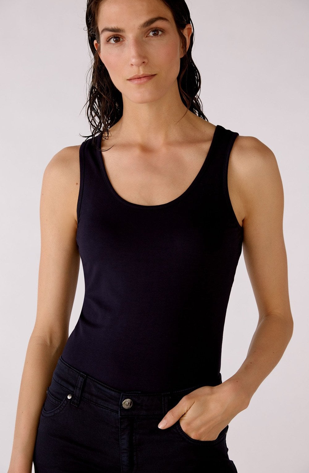 Dark Blue Jersey Vest Top