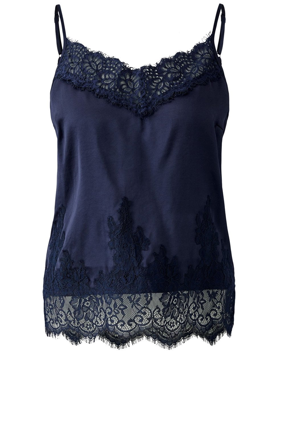 Dark Blue Lace and Satin Camisole