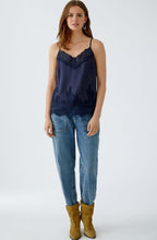 Dark Blue Lace and Satin Camisole