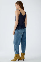 Dark Blue Lace and Satin Camisole