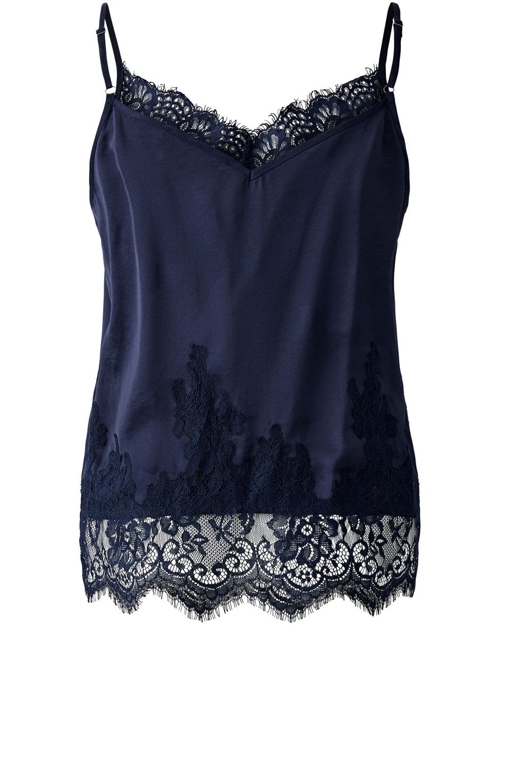 Dark Blue Lace and Satin Camisole