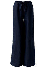 Dark Blue Linen Wide Leg Trousers