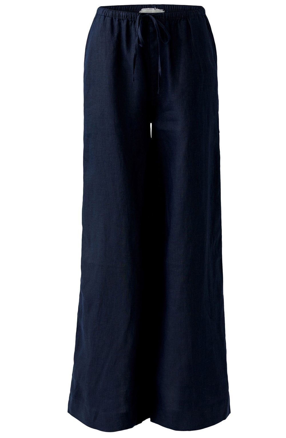 Dark Blue Linen Wide Leg Trousers