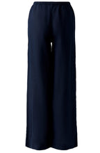 Dark Blue Linen Wide Leg Trousers