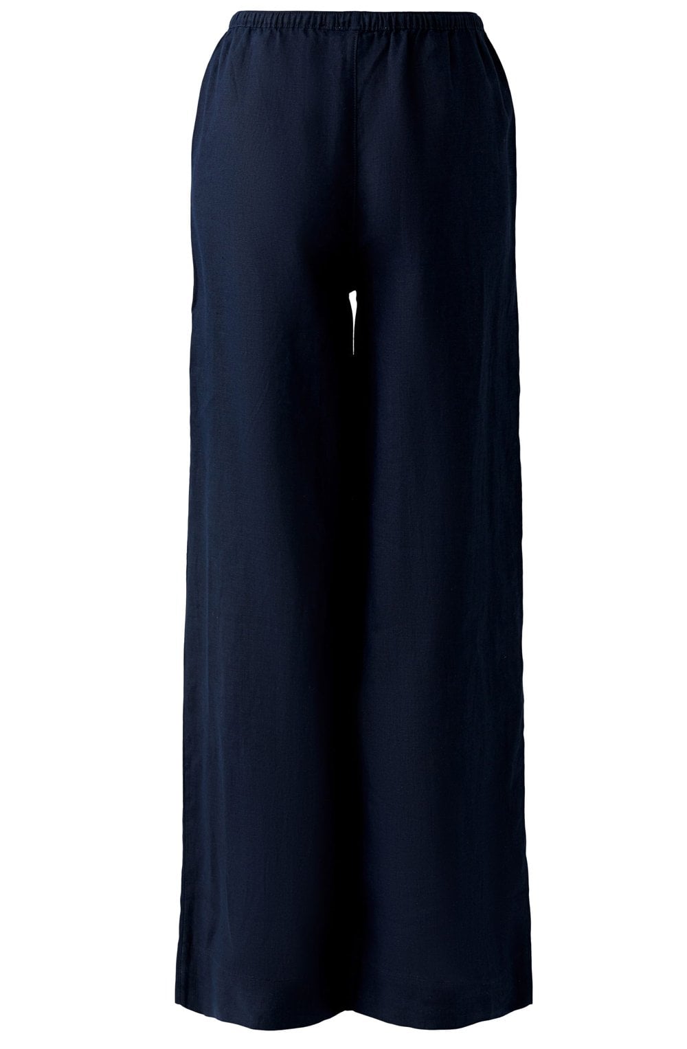 Dark Blue Linen Wide Leg Trousers