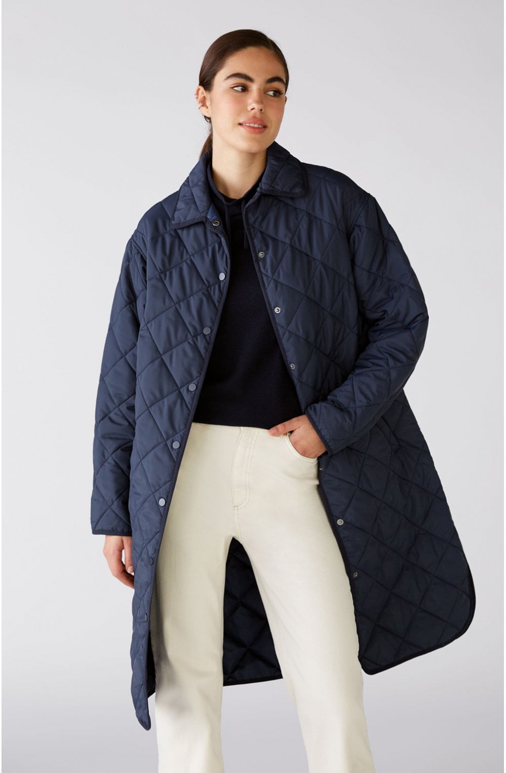 Dark Blue Long Quilted Coat