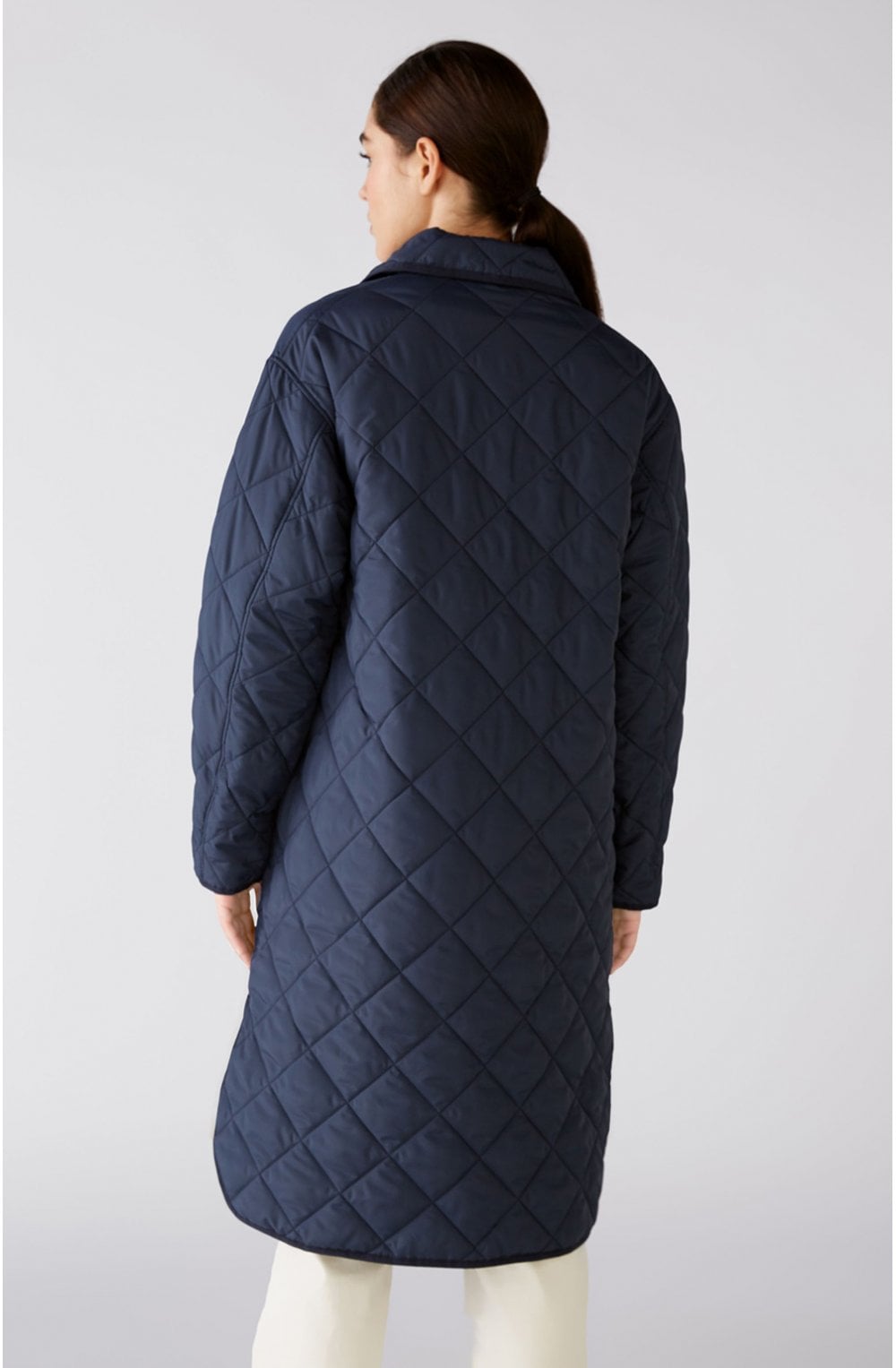 Dark Blue Long Quilted Coat