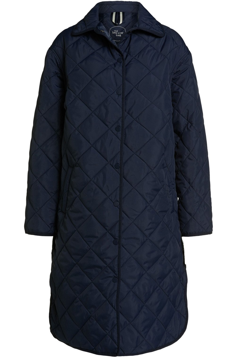 Dark Blue Long Quilted Coat