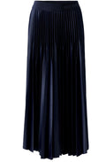 Dark Blue Pleated Gloss Coated Skirt