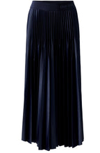 Dark Blue Pleated Gloss Coated Skirt