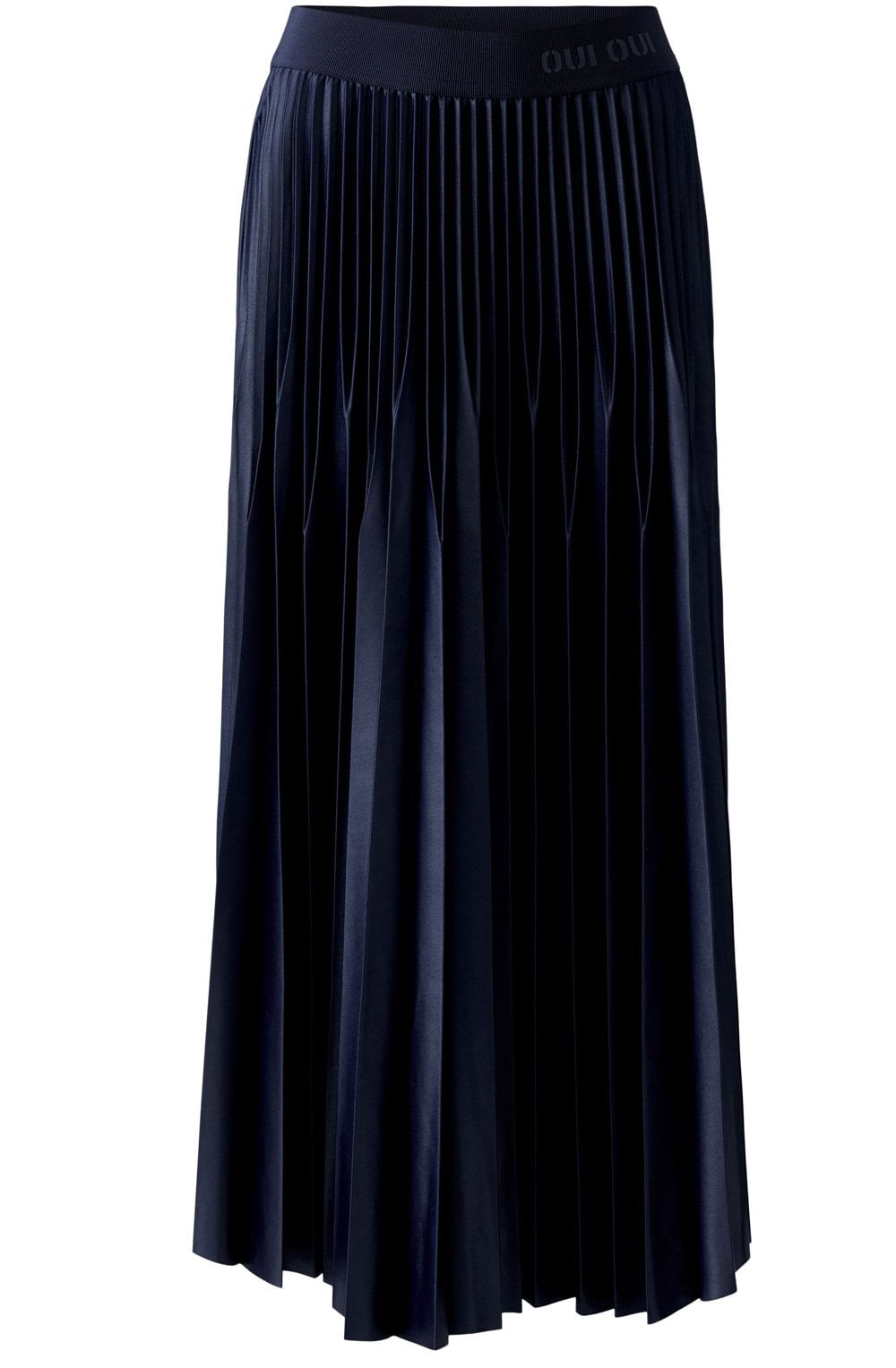 Dark Blue Pleated Gloss Coated Skirt