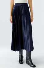 Dark Blue Pleated Gloss Coated Skirt