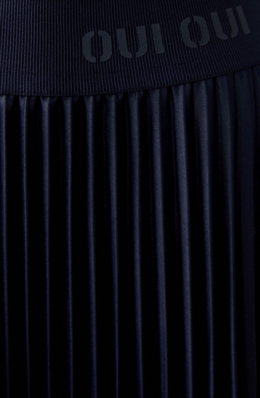 Dark Blue Pleated Gloss Coated Skirt