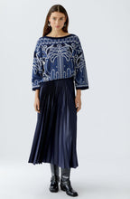 Dark Blue Pleated Gloss Coated Skirt