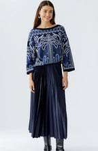 Dark Blue Pleated Gloss Coated Skirt