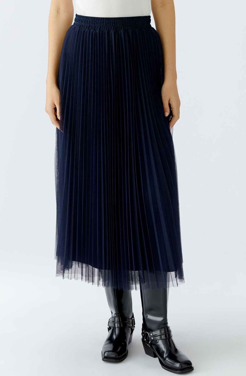 Dark Blue Pleated Tulle Skirt