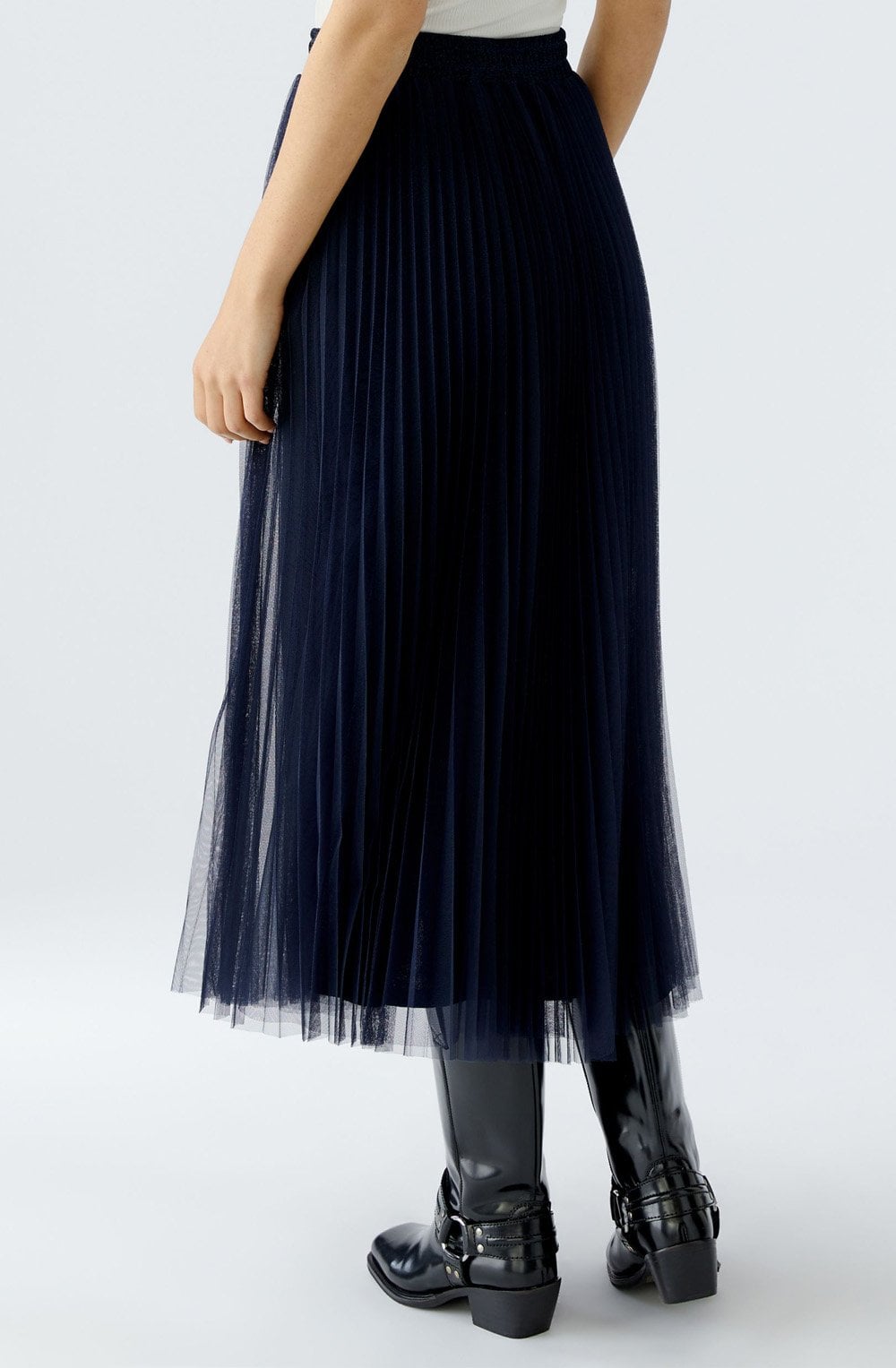 Dark Blue Pleated Tulle Skirt