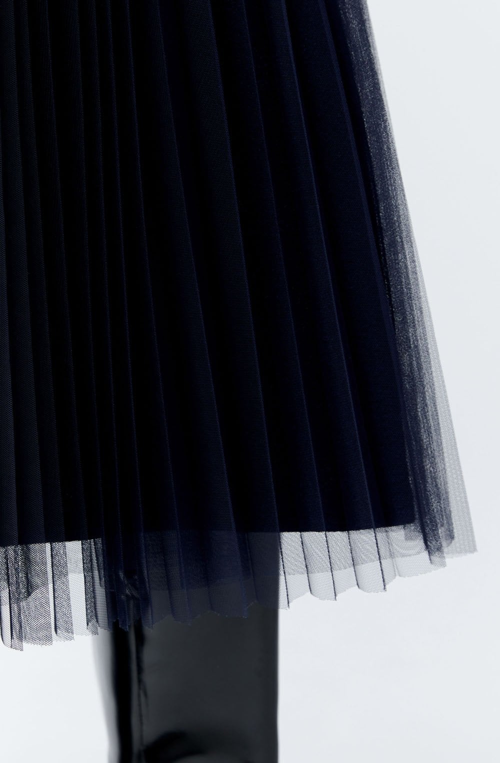 Dark Blue Pleated Tulle Skirt