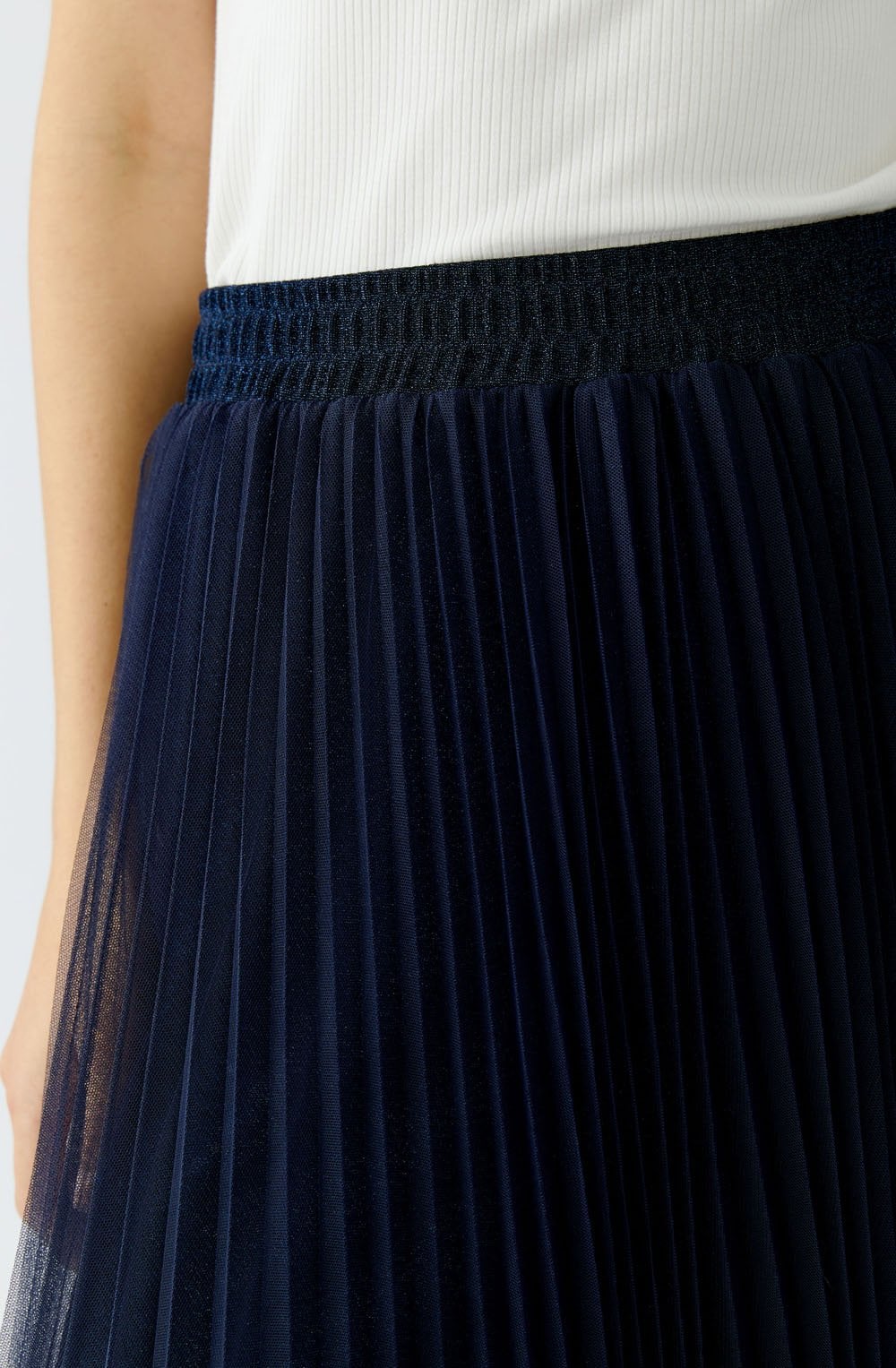 Dark Blue Pleated Tulle Skirt