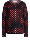 Dark Blue Red Heart Print Jumper
