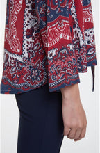 Dark Blue Red Patterned Blouse