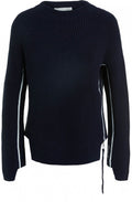 Dark Blue Ribbed Knit Jumper
