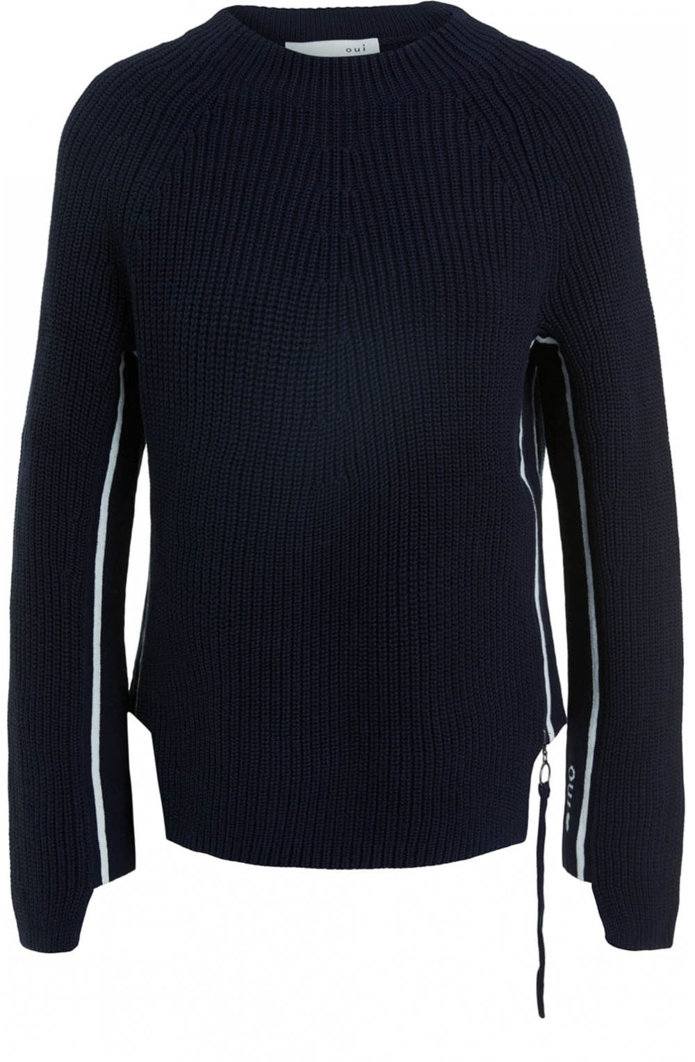 Dark Blue Ribbed Knit Jumper