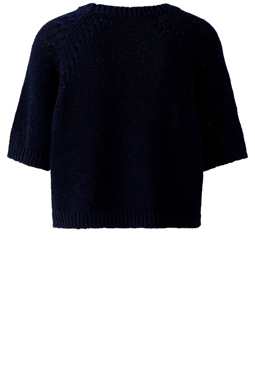 Dark Blue Ribbon Knit Short Sleeved Pullover