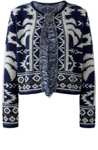 Dark Blue Rodeo Romance Elaborately Knitted Cardigan