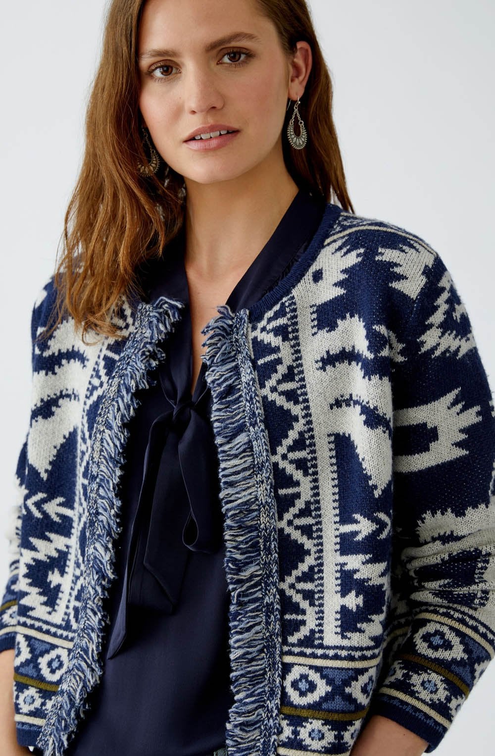 Dark Blue Rodeo Romance Elaborately Knitted Cardigan