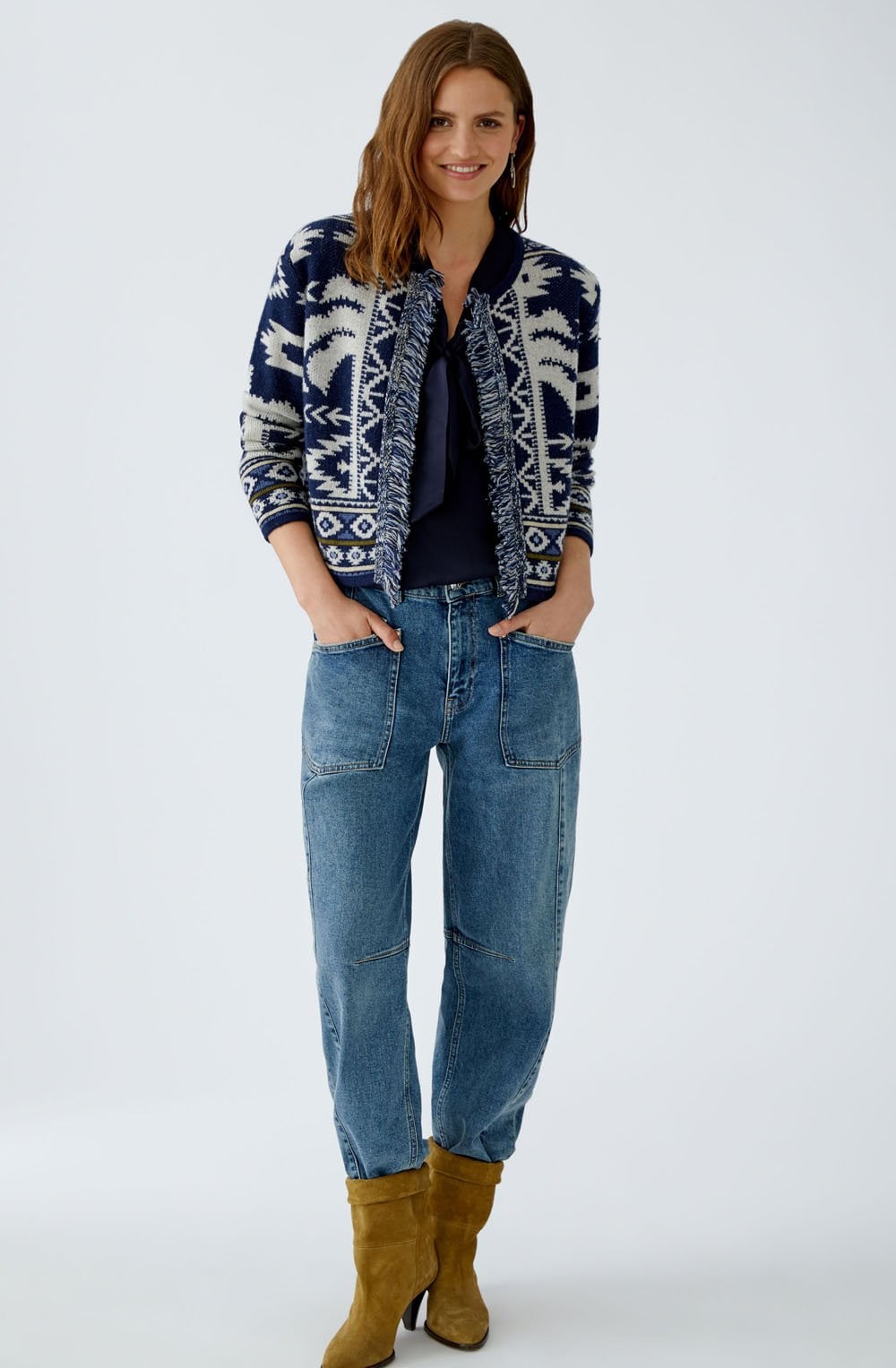 Dark Blue Rodeo Romance Elaborately Knitted Cardigan
