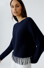 Dark Blue Sequin Tassel Hem Jumper