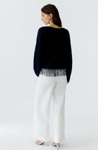 Dark Blue Sequin Tassel Hem Jumper