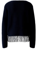 Dark Blue Sequin Tassel Hem Jumper