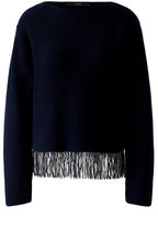 Dark Blue Sequin Tassel Hem Jumper