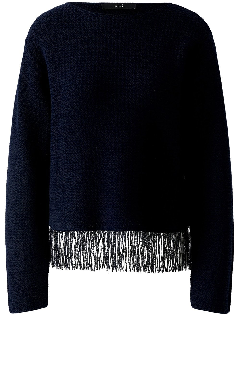 Dark Blue Sequin Tassel Hem Jumper