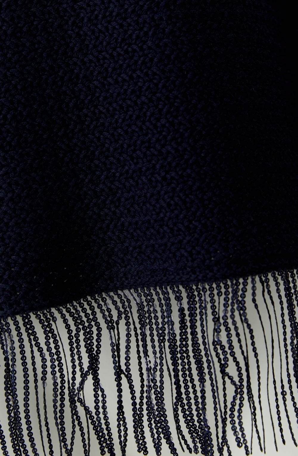 Dark Blue Sequin Tassel Hem Jumper