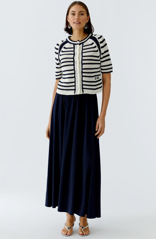 Dark Blue Silk Touch Jersey Maxi Skirt
