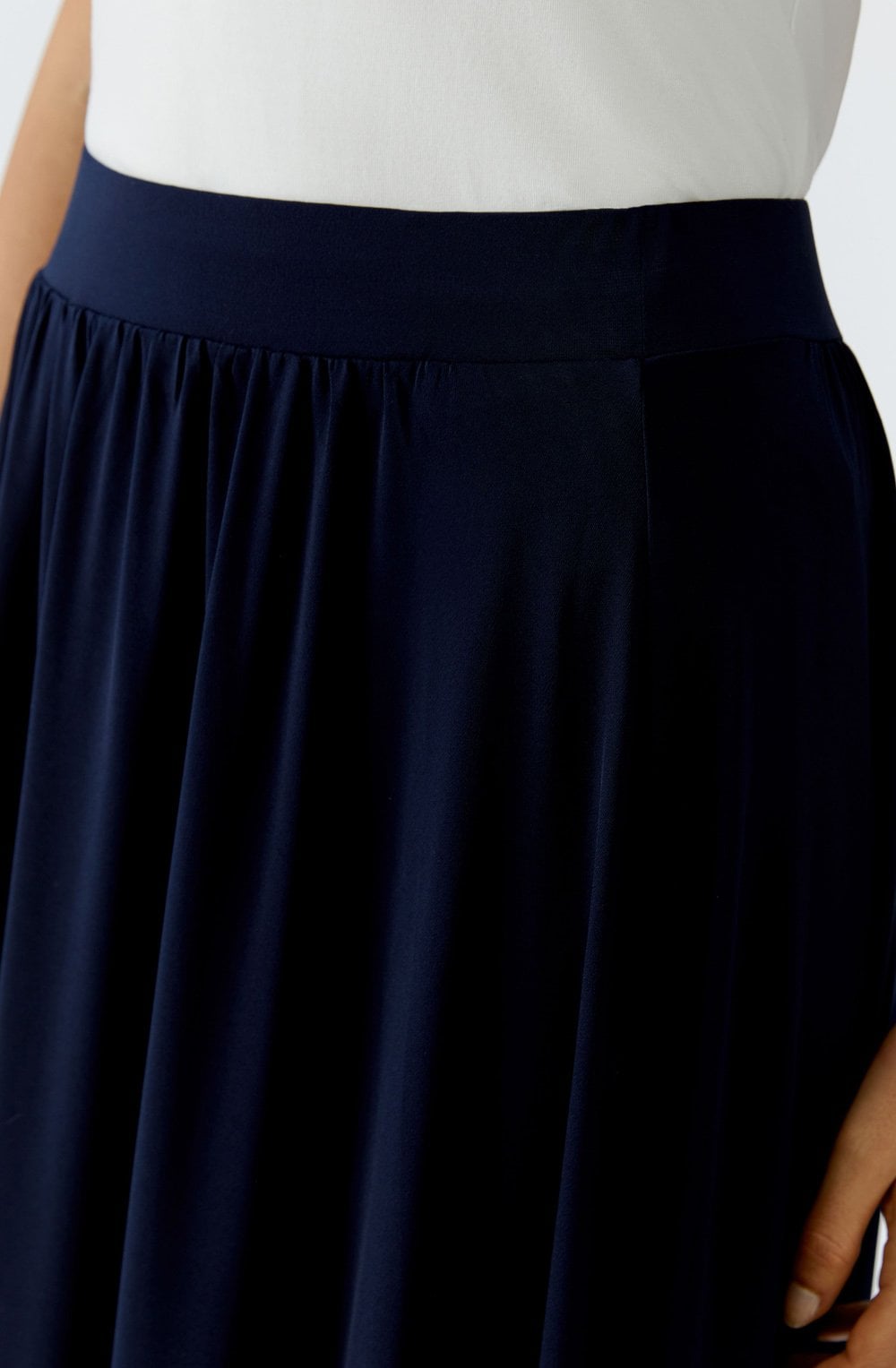 Dark Blue Silk Touch Jersey Maxi Skirt