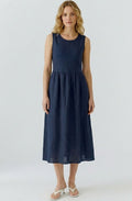 Dark Blue Sleeveless Midi Dress